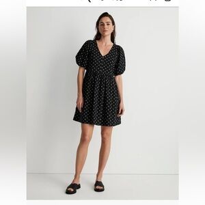 Madewell V-Neck Puff-Sleeve Mini Dress in Floral Ikat